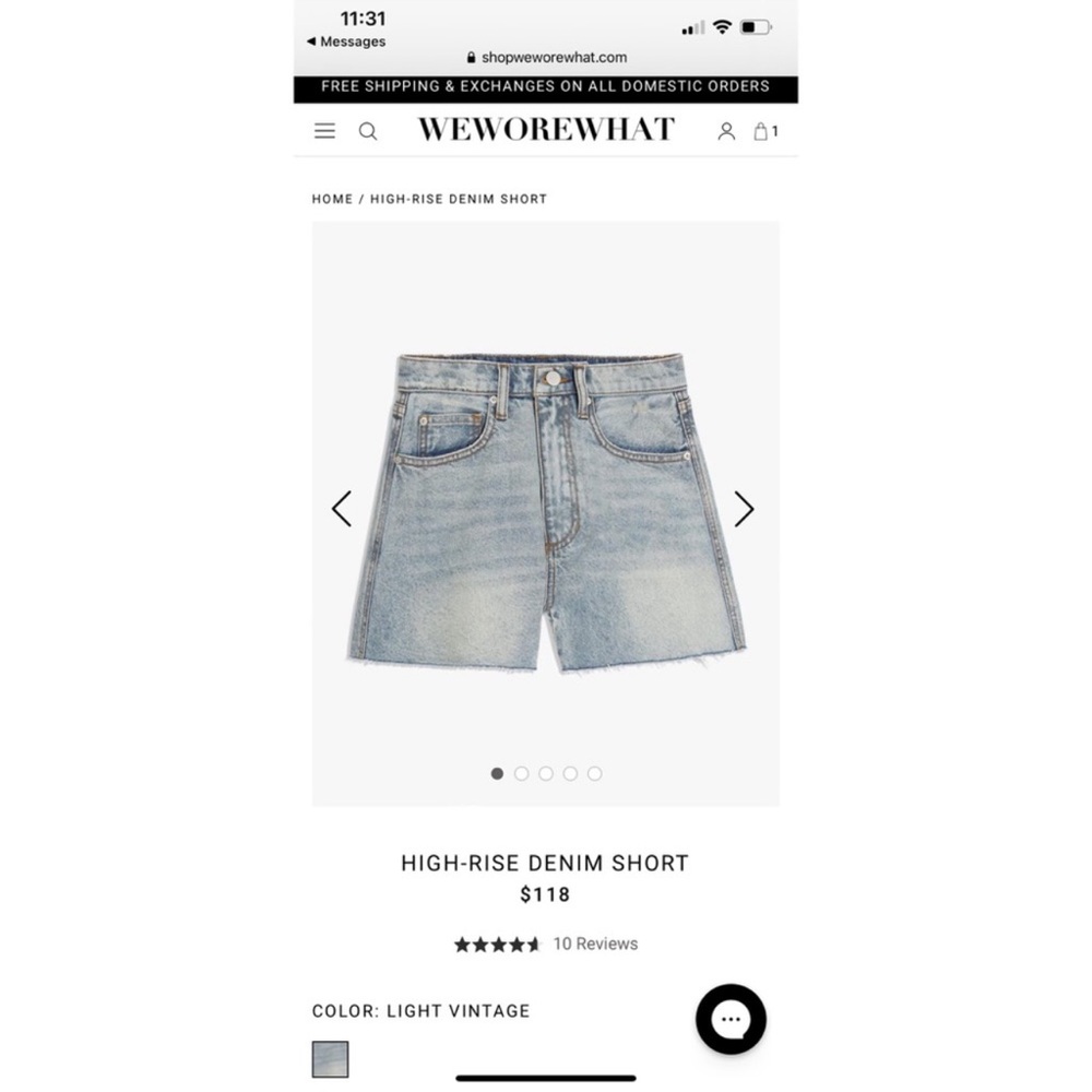 WeWoreWhat | High Rise Denim Shorts in Light Vintage